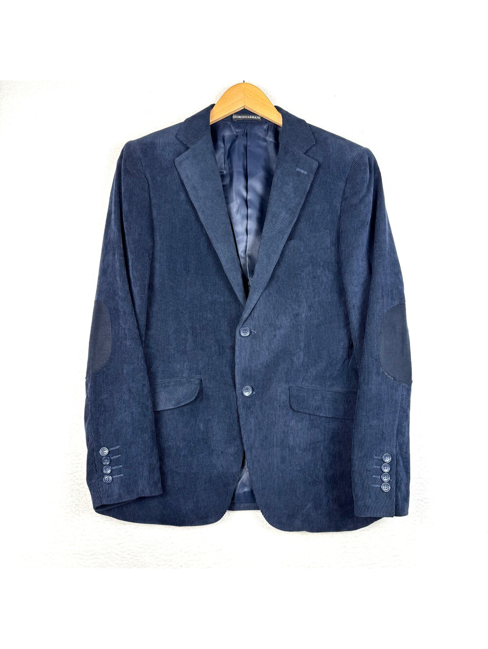 Giorgi Armani Lecollezioni Navy Corduroy Blazer Elbow Patches Size 48IT/38US